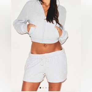 Skims NWT Cotton Fleece Classic Short in Light Heather Grey, Size X-Small